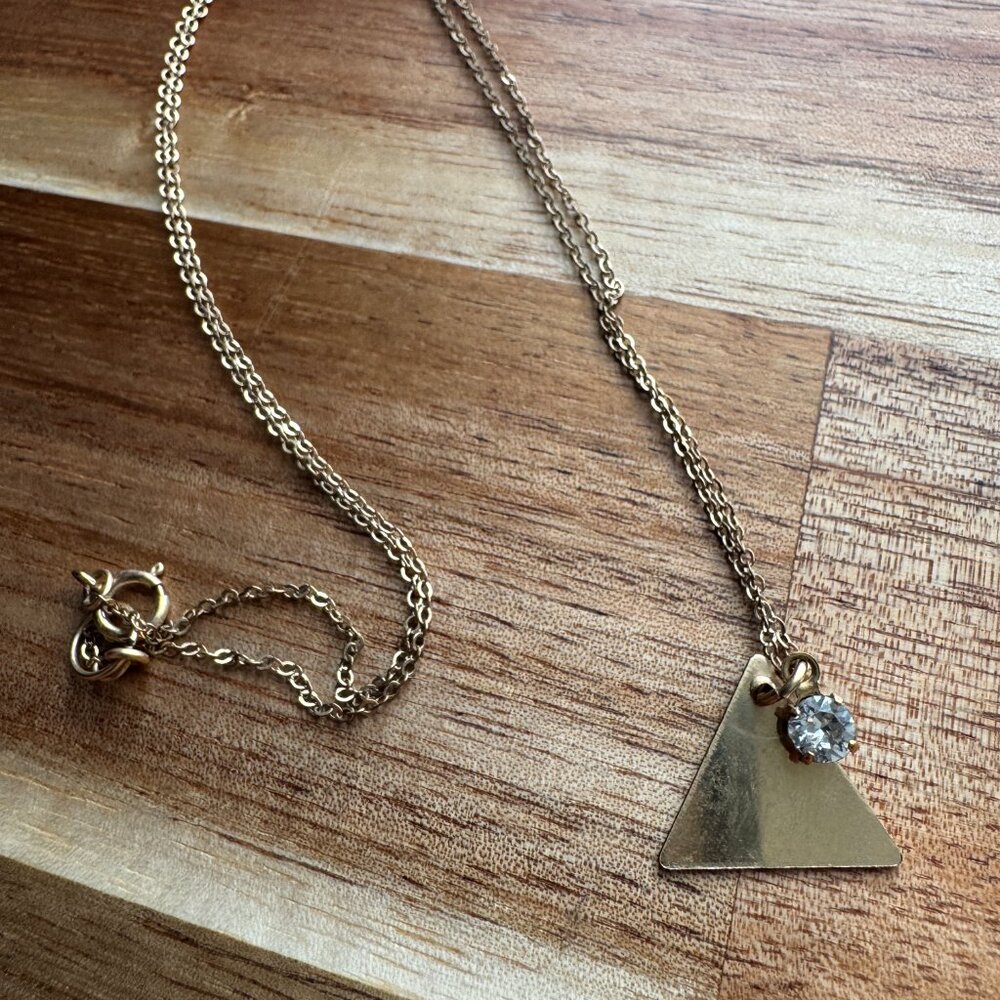 Triangle Necklace w/ Faux Diamond